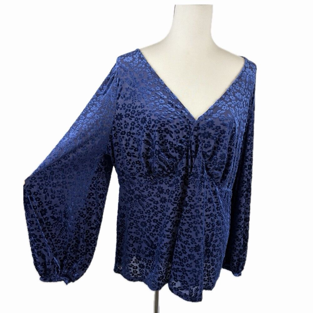 ModCloth Babydoll Velvet Burn Out Top Size 2X Semi -Sheer Romantic Whimsigoth
